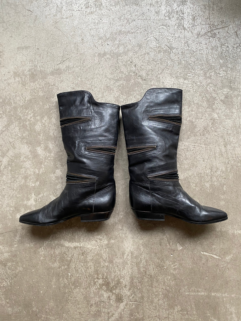 Black leather boots