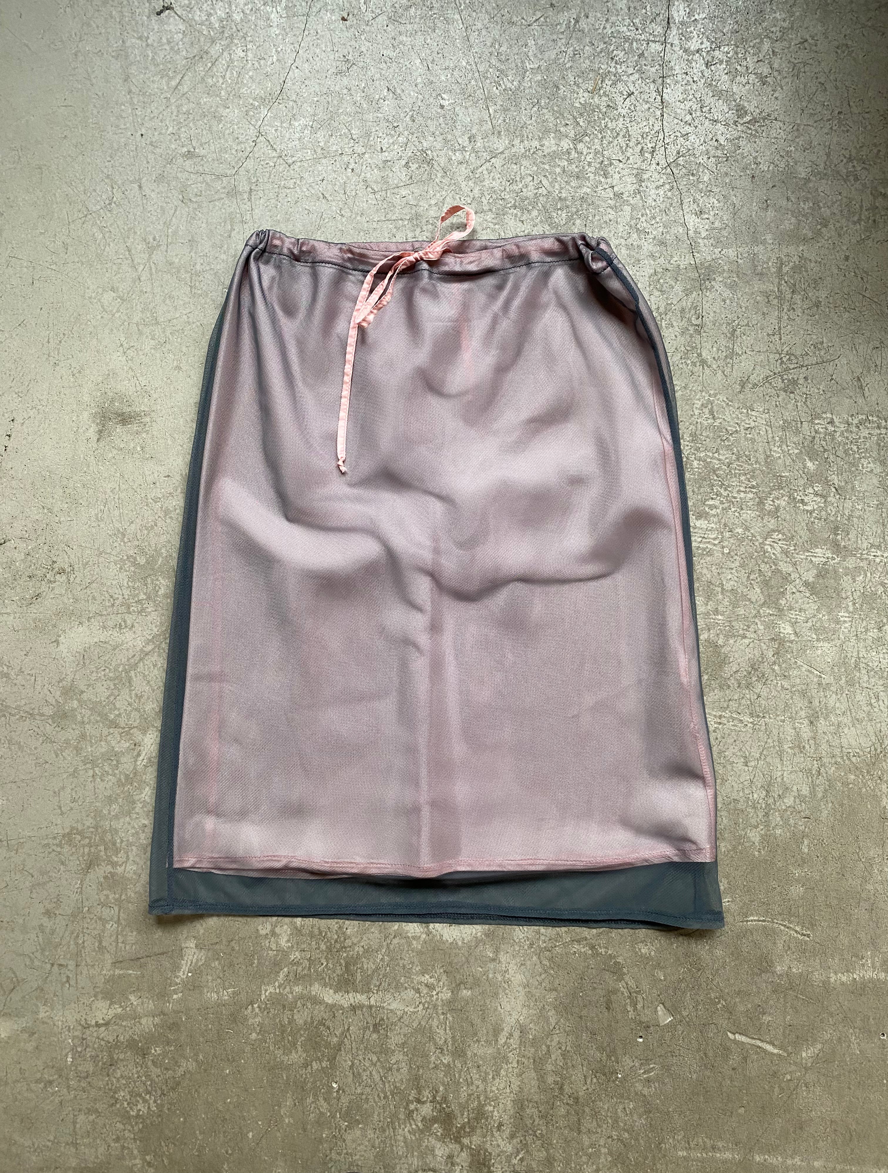 Pink/Grey layered midi skirt