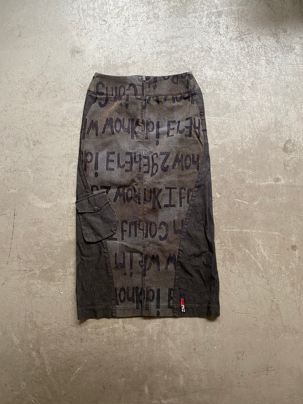 Mixed denim & corduroy maxi skirt