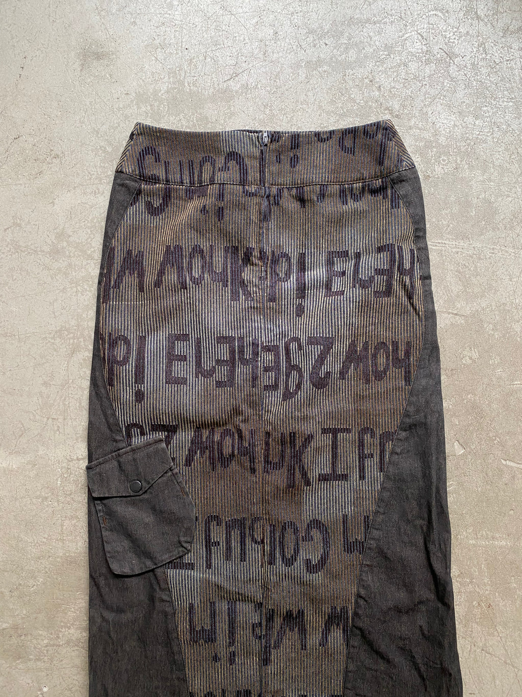 Mixed denim & corduroy maxi skirt