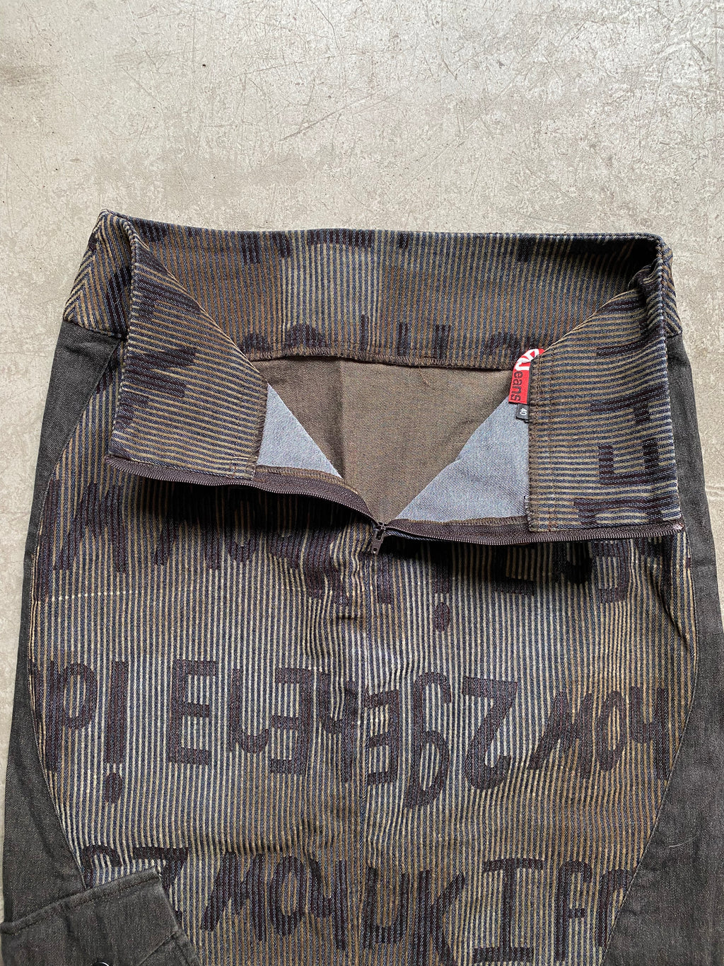 Mixed denim & corduroy maxi skirt