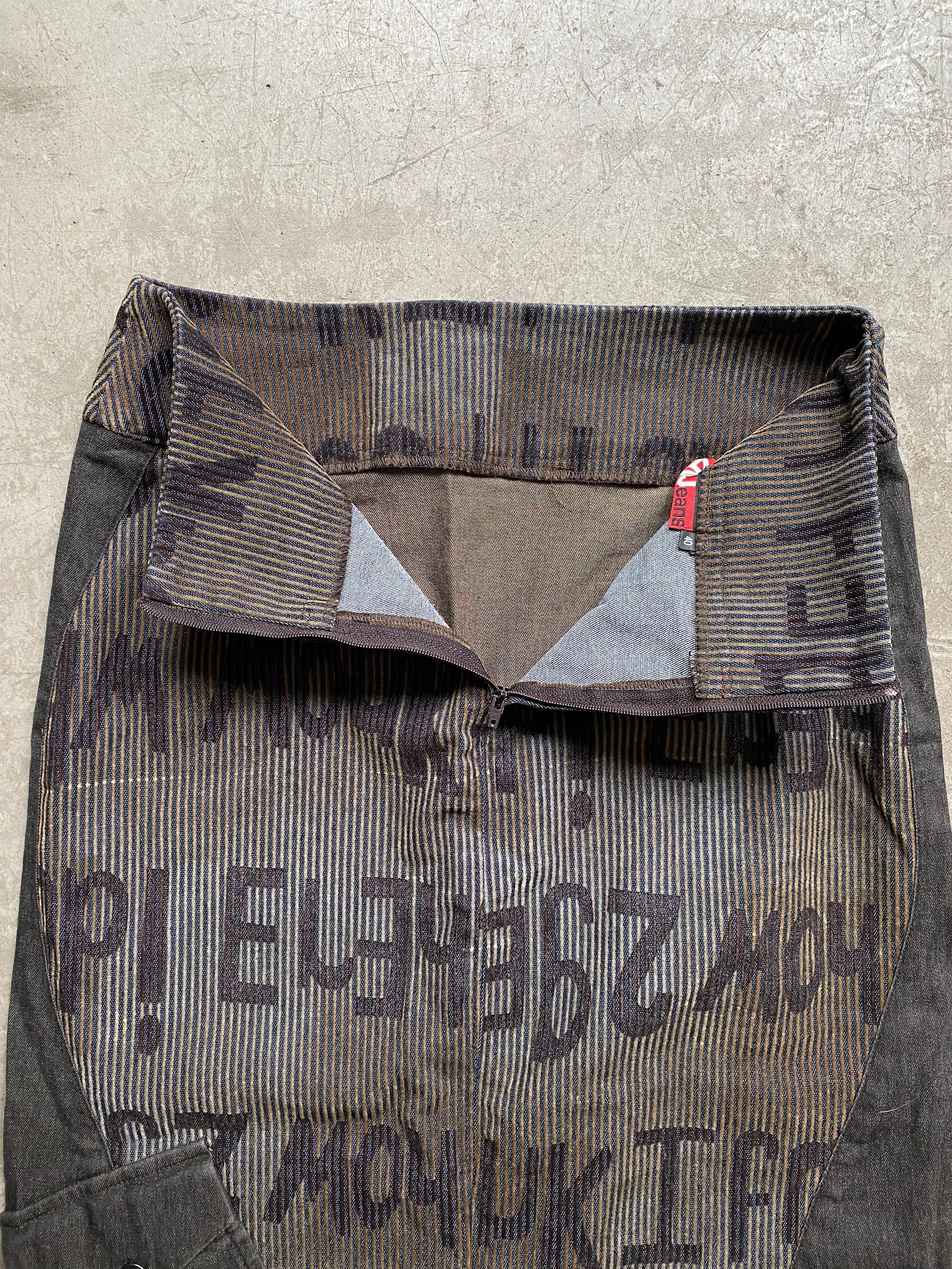 Mixed denim & corduroy maxi skirt