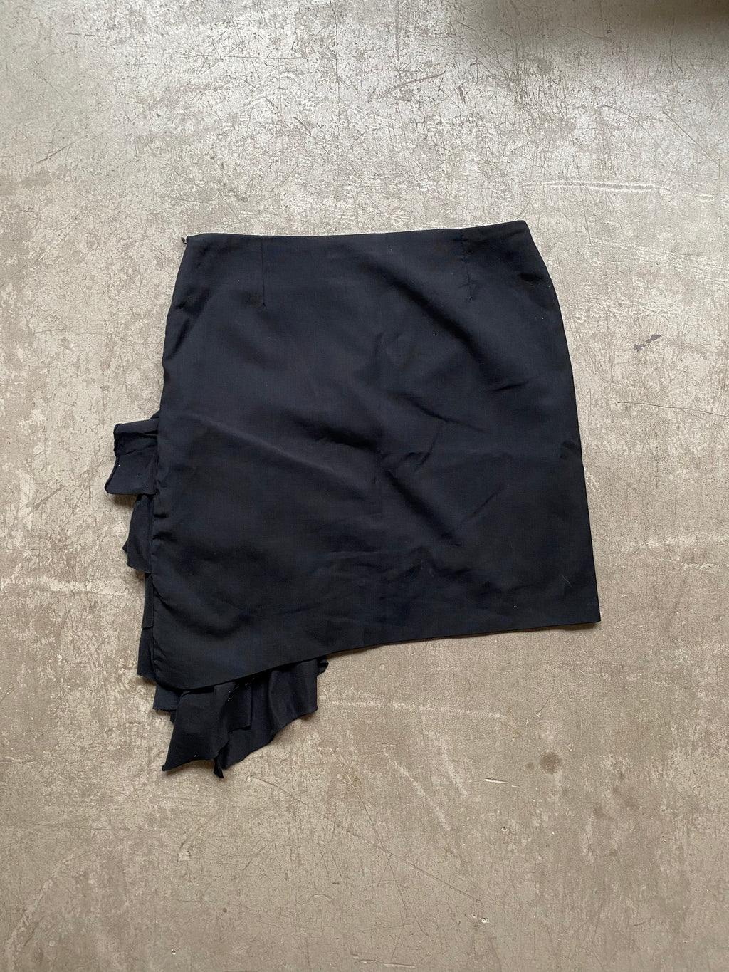 Black asymmetrical ruffle mini skirt